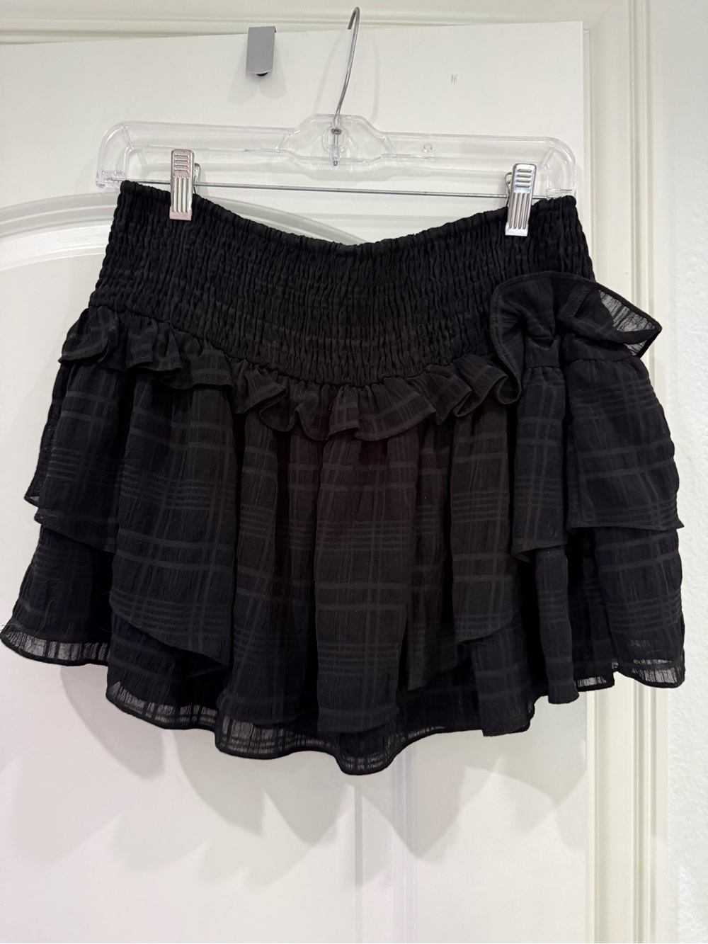 DO+BE Black Smocked Ruffle Mini Skirt